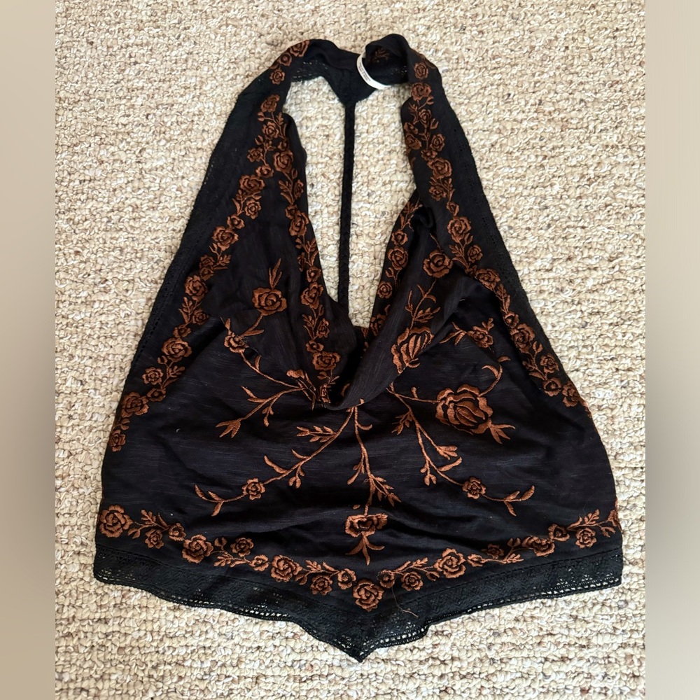 Free People Hows It Going Halter Cropped Tank